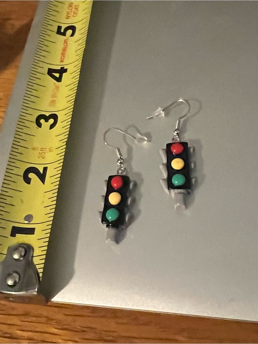 Traffic Light Novelty Earrings - Black with Red/Yellow/Green Accents E203